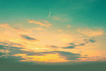 Beautiful cloudy sky at sunset.  Sky texture. Abstract nature background