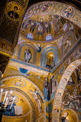 interior of the palatine chapel in Palermo. - obrazy, fototapety, plakaty
