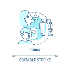 Thirst blue concept icon. Excessive thirst is diabetes sign. Fluid balance in body. Dehydration sign abstract idea thin line illustration. Vector isolated outline color drawing. Editable stroke