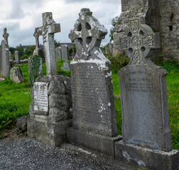 Fototapeta premium Historical cemetery in Limerick, Ireland, a place of worship of ancient years