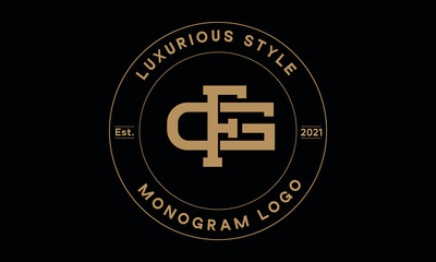 fg OR gf monogram abstract emblem vector logo template