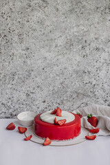 strawberry cake on a white background