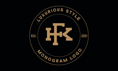 fk OR kf monogram abstract emblem vector logo template