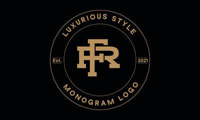fr OR rf monogram abstract emblem vector logo template