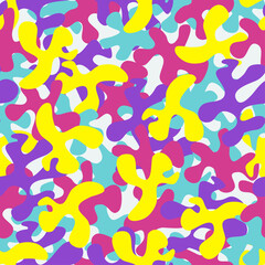 Fun seamless pattern with different elements. multicolored texture. Stylish vector background.