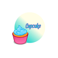 Vector logo of cupcake with candles 