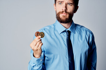 business man in shirt with tie financial internet technology electronic money