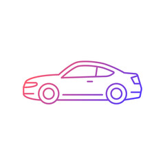Coupe car gradient linear vector icon. Two-door sports automobile. Performance-oriented vehicle. Fixed roof. Thin line color symbol. Modern style pictogram. Vector isolated outline drawing