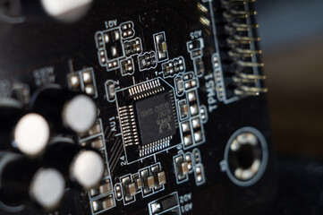 Closeup of the motherboard details.
