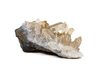 Macro Mineral Stone Crystals Citrine on a white background