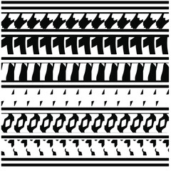ethnic pattern. Handmade. Horizontal stripes. Black and white print for your textiles. Vector illustration.
