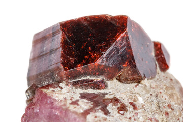 Macro mineral tourmaline stone on a white background