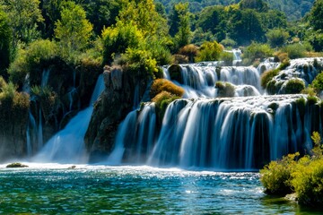 Obrazy na Szkle  Krka National Park and Waterfalls in Croatia 