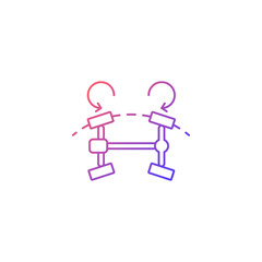 Four wheel steering system gradient linear vector icon. Innovative feature for car. Smooth driving experience. Thin line color symbol. Modern style pictogram. Vector isolated outline drawing