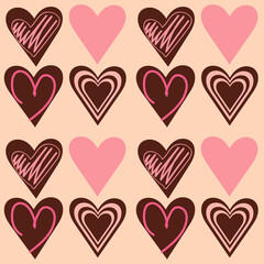 Fototapeta na wymiar seamless pattern chocolate hearts vector