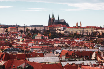 Naklejka na ściany i meble Panoramic view of the old town of Prague.