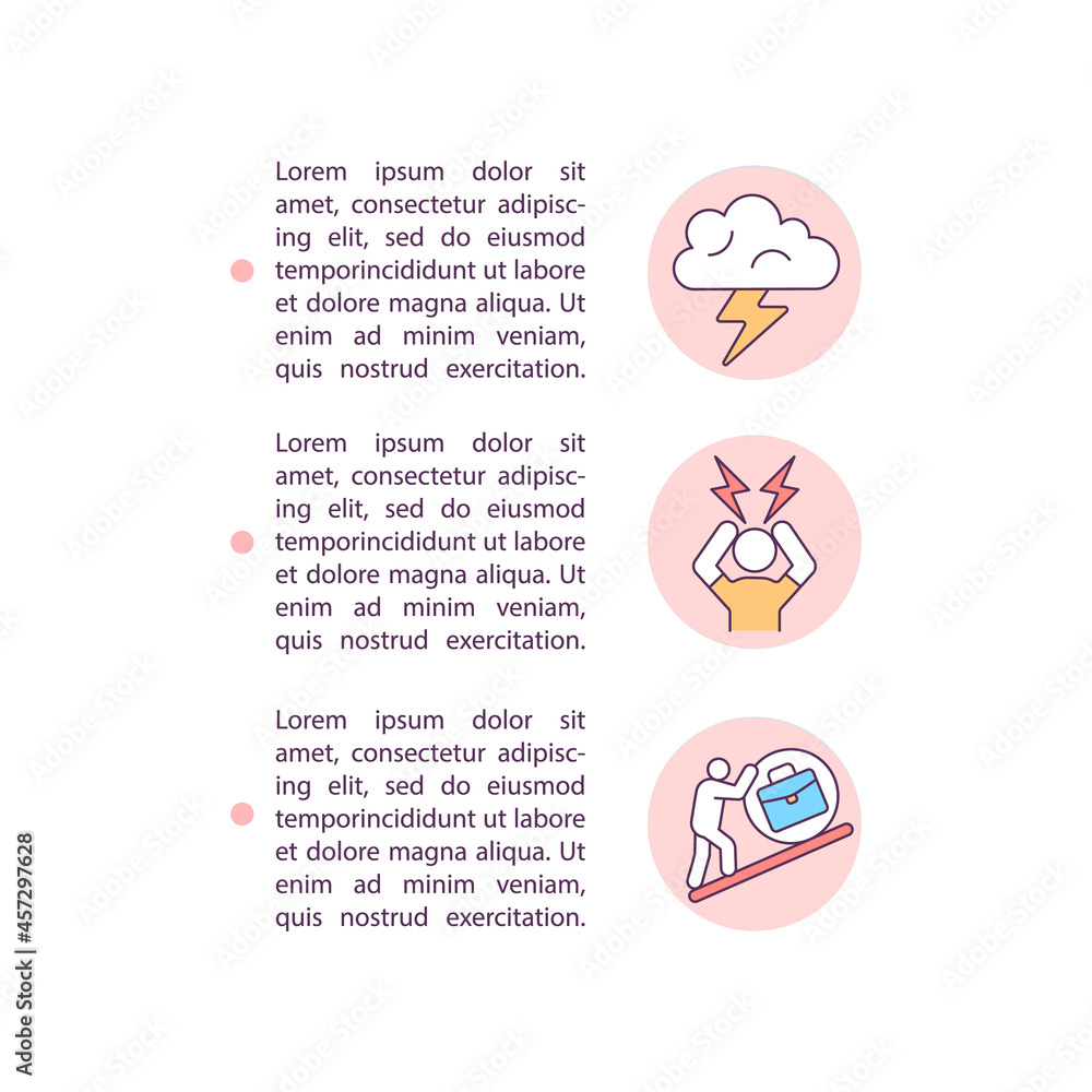 Poster higher stress level concept line icons with text. ppt page vector template with copy space. brochure