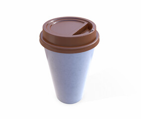 Takeaway coffee cup with lid. 3D render.