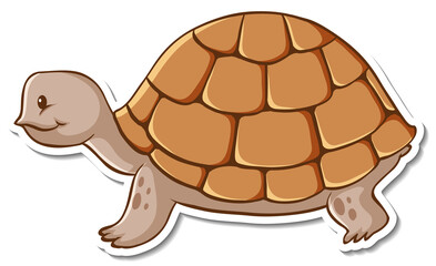 Sticker design with cute turtle isolated
