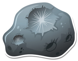 Sticker template with meteorite isolated