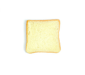 Image flat lay isolated a slice of bread bakery is food breakfast bake sliced on white background.