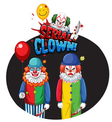 Obraz na płótnie Canvas Serial Clown badge with two creepy clowns