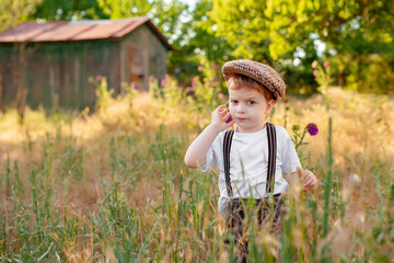  handsome boy, boy in the field, child in the field