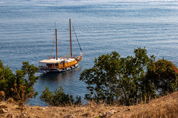 Sailing yacht near a coast of Prince's islands. Sea of Marmara