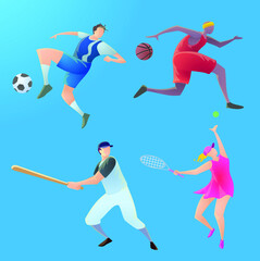 Athletes vector sports illustration assets ready to use for website banner 
