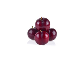 red cherry plum isolated on white background