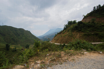 Landscape of Sa Pa, Vietnam, featuring rice fields.