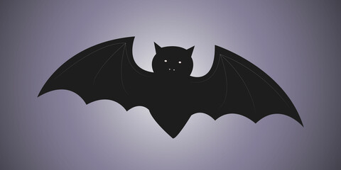Bat on a dark background. Suitable as a design element for Halloween. Vector illustration.