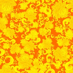 Foto op Plexiglas Aquarel naadloze patroon met folky bloemen en bladeren in etnische stijl. Florale decoratie. Traditioneel paisleypatroon. Textielontwerptextuur. Tribal etnische vintage naadloze patroon. © Natallia Novik