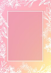 Digitally generated image of banner with copy space against floral designs on pink background