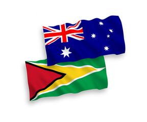 Flags of Australia and Co-operative Republic of Guyana on a white background