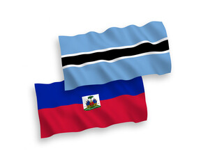 Flags of Republic of Haiti and Botswana on a white background