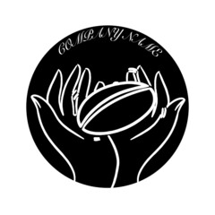 Vector illustration of hand and coffee bean logo. Good for many purposes.