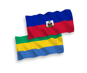 Fototapeta premium Flags of Republic of Haiti and Gabon on a white background