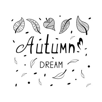 autumn card in doodle style