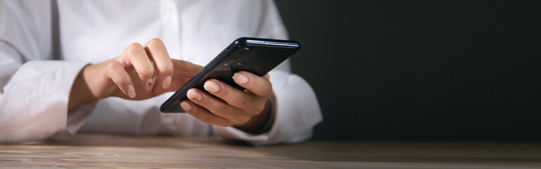 Woman using smart phone mobile.