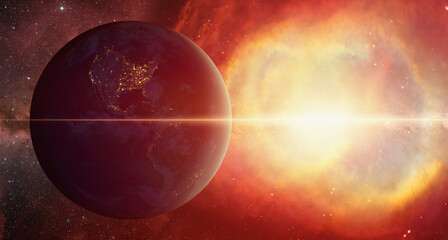 Obraz premium Supernova explosion in the center of galaxy 