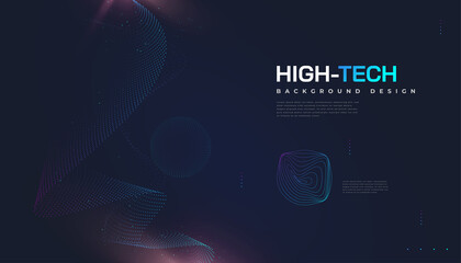Abstract Futuristic Technology Background with Dotted Wave and Rays Effect. Suitable for Cover, Presentation, Banner or Landing Page