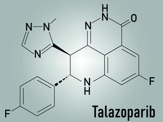 Talazoparib cancer drug molecule (PARP inhibitor). Skeletal formula.