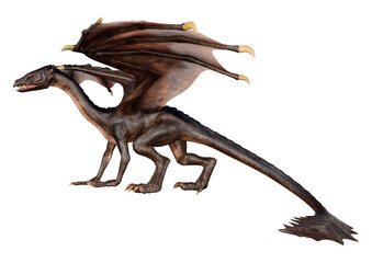 3D Rendering Fairy Tale Dragon on White