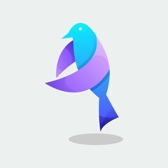 Colorful bird logo design template