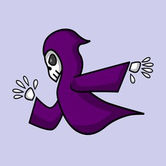 Obraz premium cute grim reaper cartoon with skull face for halloween.