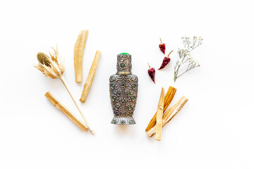 Arabian oud perfume or oil with agar wood tree. 