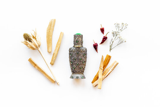 Arabian oud perfume or oil with agar wood tree. 