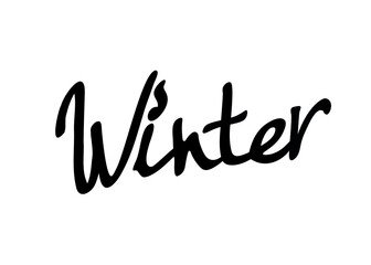 The inscription of the word Winter. Lettering, calligraphy brush. Use for printing, in the design of postcards, wrapping paper, souvenirs. Vector illustration.