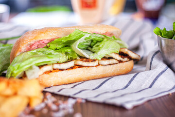 Fresh veggies and toasted cheese sandwich.